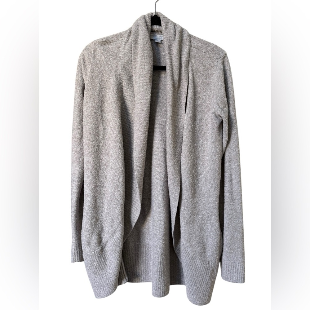 Barefoot dreams cozy chic light Women's open cardigan Sweater in light grey med